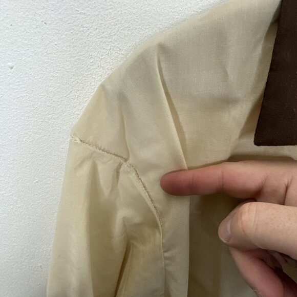 Vintage 60s 70s Men L Brown Night Shirt Sleepwear Button Up - Picture 4 of 6